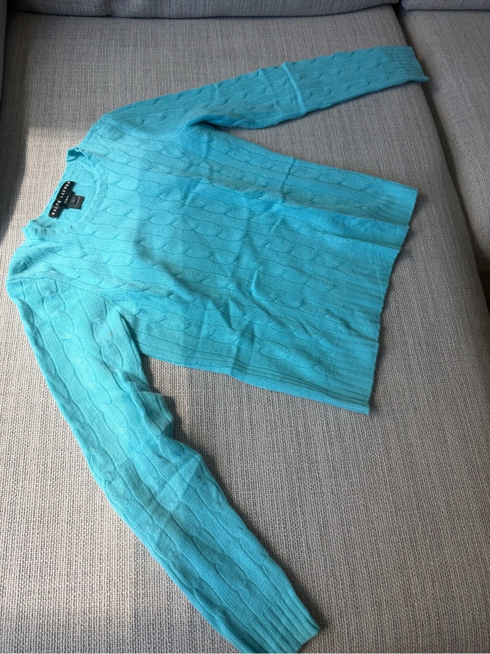 Ralph Lauren Aqua Cable Knit Sweater